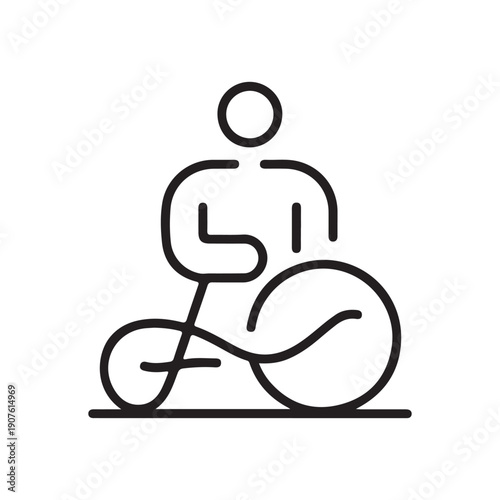 Cyclist Riding Bicycle Line Icon