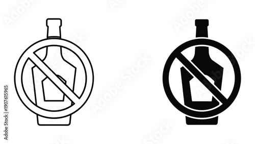 No alcohol sign with bottle icon in circle
