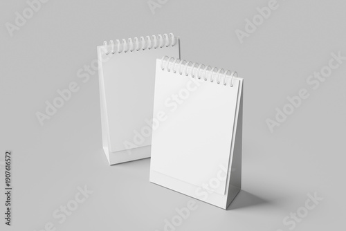 Two Spiral Desk Calendars with February Mockup Display