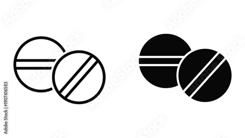 Pills icon set with different colors and designs