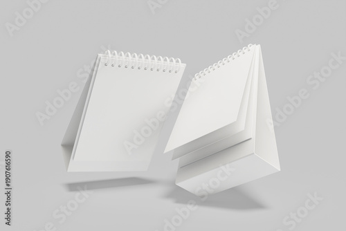 Two Blue Desk Calendars with February Mockup Display