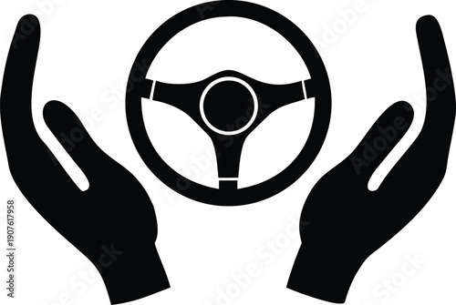 Steeng haundering logo features hands cradling a steering wheel design high quality professional