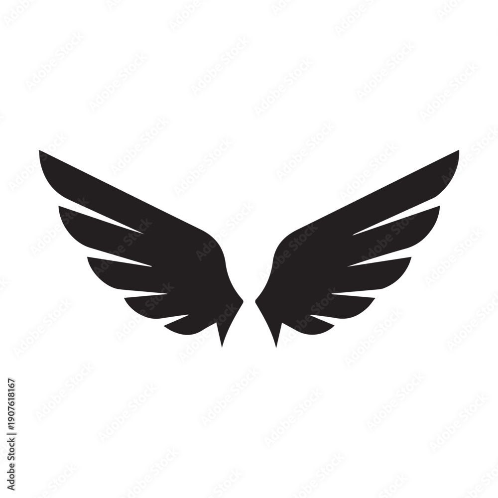 Fototapeta premium Black Wings Icon Vector – Angel, Freedom & Flying Symbol