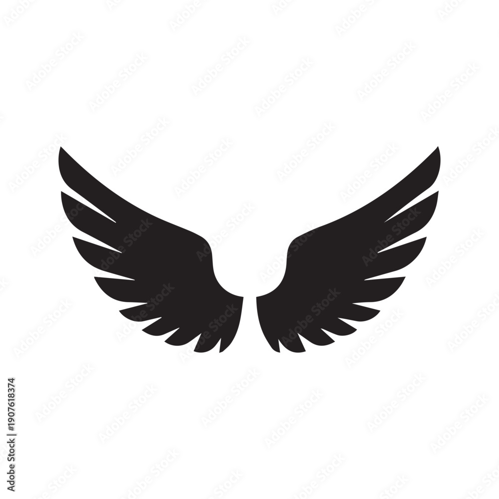 Fototapeta premium Black Wings Icon Vector – Angel, Freedom & Flying Symbol