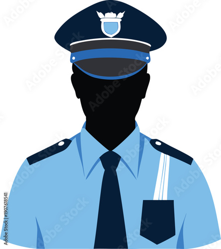 A simplified illustration depicts a police officer s head and shoulders high quality