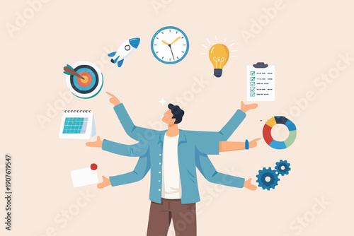 Busy Person Managing Tasks