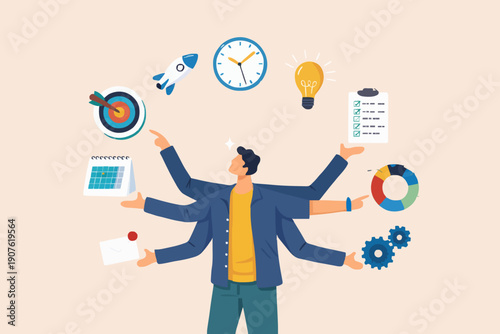 Busy Person With Many Tasks