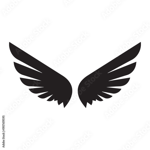 Black Wings Icon Vector – Angel, Freedom & Flying Symbol