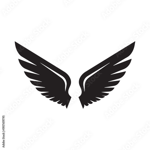 Black Wings Icon Vector – Angel, Freedom & Flying Symbol