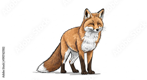 Red Fox Standing Alertly.