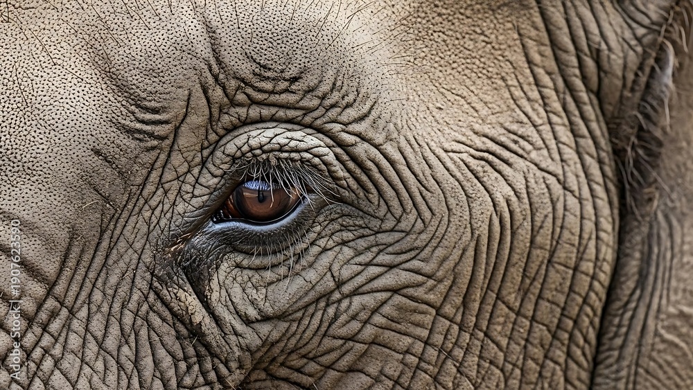 Fototapeta premium Close up of elephant eye wrinkles.