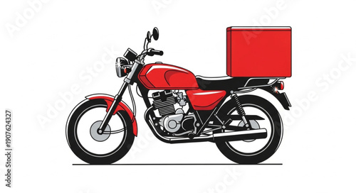 Red Motorcycle Delivery Box Transportation Service.