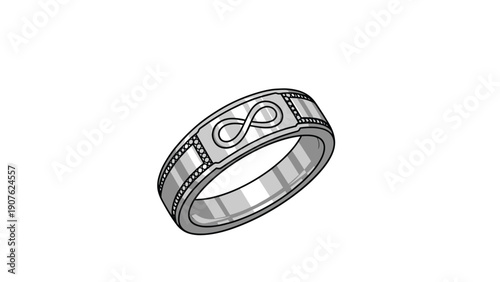 Elegant silver ring adorned with a finely detailed infinity symbol, representing eternal love, endless possibilities, and lasting connection.