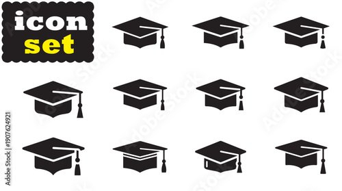 Graduation Hat Icon Set