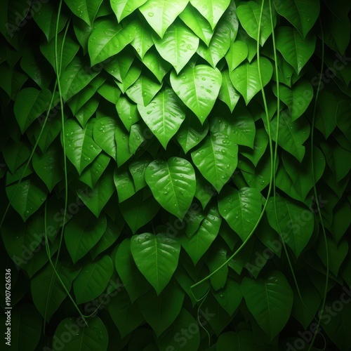 Dense, vibrant green jungle foliage thrives under a canopy, showcasing the powerful abundance of an unspoiled ecosystem, ecosystem, jungle, forest