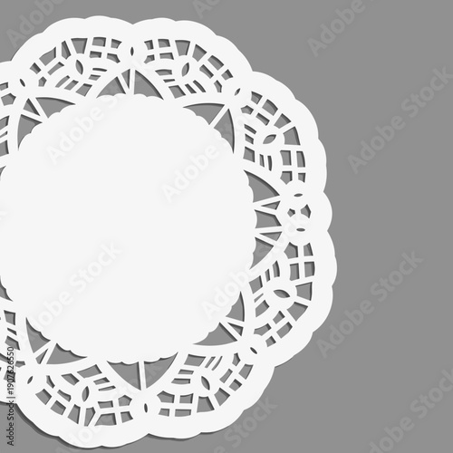 Intricate paper doily with decorative edge isolated on white background, showcasing delicate lace patterns, circular design, and elegant craftsmanship