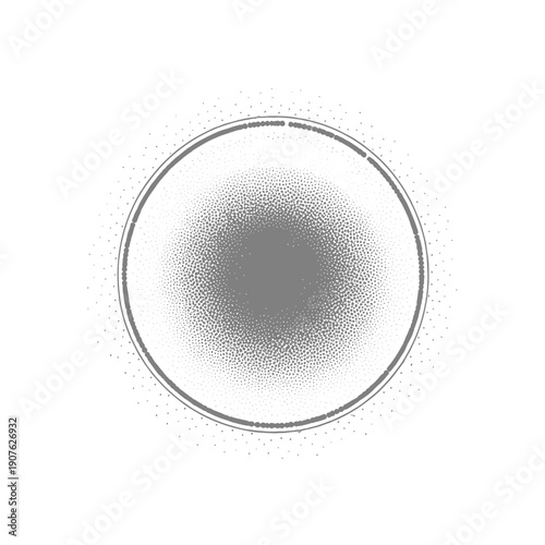Fogged lens with diffused light effect isolated on a white background, creating a circular abstract pattern