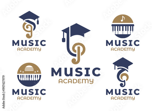 5 Music Academy Logo Set Modern Minimalist Education Branding Collection