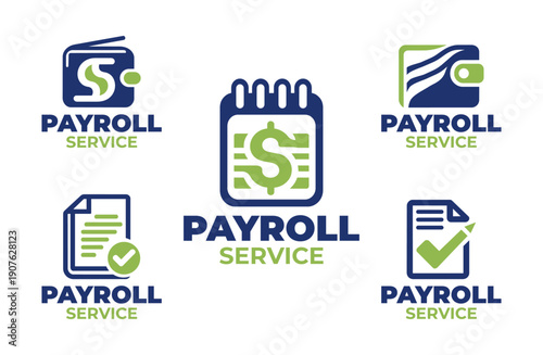 5 Payroll Service Logo Set Modern Minimalist Financial Branding Collection