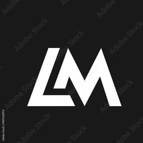 Modern Geometric LM Monogram Logo Design on Black Background