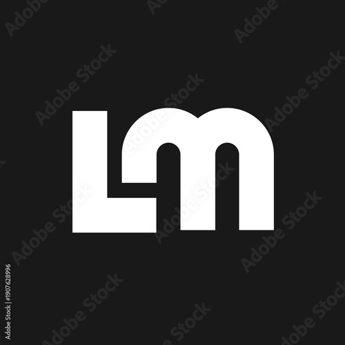 LM Lettermark Logo Design in White on Black Background, Modern Geometric Monogram of Initials L and M