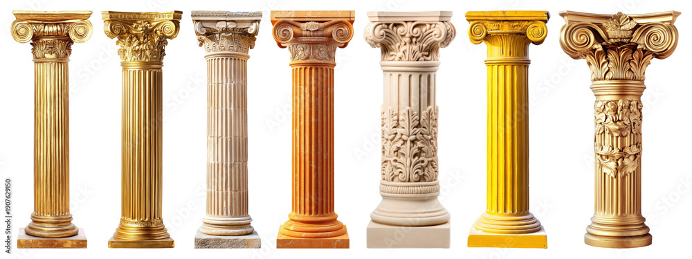 Fototapeta premium PNG Classical architectural columns display on transparent background