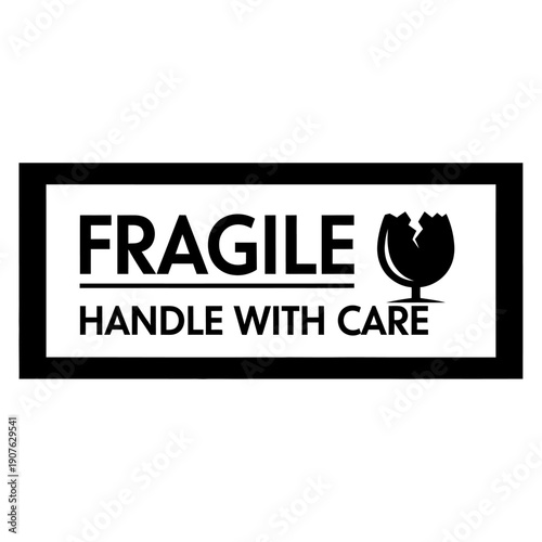 Fragile Handle With Care Shipping Label - Shipping and Logistics Symbol
