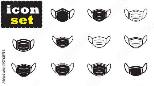Medical Face Mask Icon Set