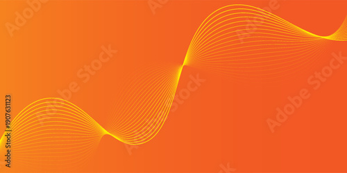 Vector abstract background with dynamic orange waves, lines and particles. Eps10
