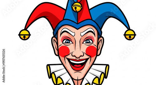 Jester Clown Cartoon Character Isolated on White