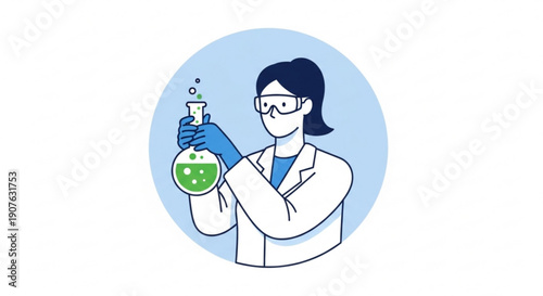Female Scientist Mixing Chemicals in Laboratory Flask