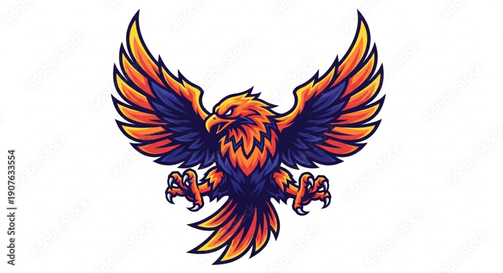 Obraz premium Stylized Eagle with Wings Spread Wide.