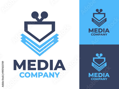 Media Company Logo Modern Minimalist Creative Identity.
