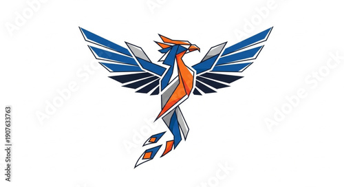 Stylized Phoenix Bird Emblem with Wings Spread.