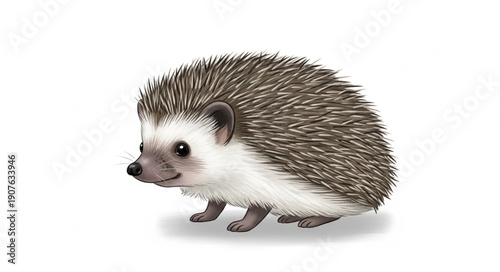Small Hedgehog Animal Illustration Isolated on White Background.