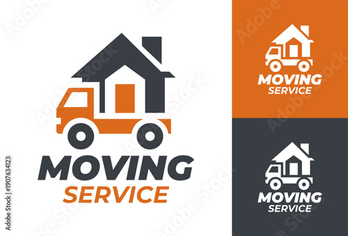 Moving Service Logo Modern Minimalist Home Transport Symbol