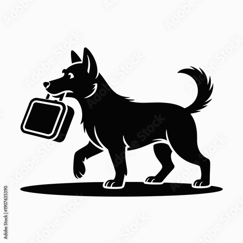 Dog Silhouette Vector Carrying Lunch, Capturing the Essence of Lunchtime and Daily Routines