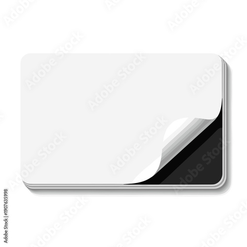 Rectangular magnet sheet with a curled corner, isolated on a clean white background, showcasing smooth texture and simplicity
