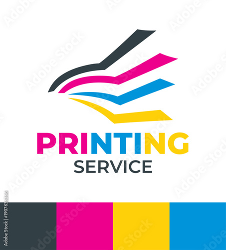 Printing Service Logo Modern Minimalist Print Shop Identity