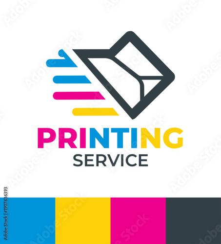 Printing Service Logo Modern Minimalist Business Print Identity
