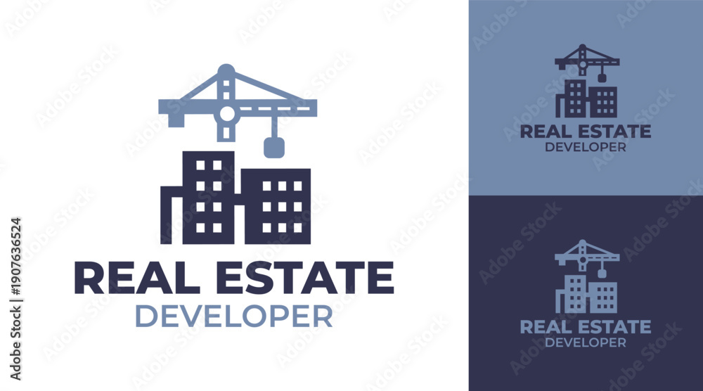 Obraz premium Real Estate Developer Logo Modern Minimalist Construction Identity