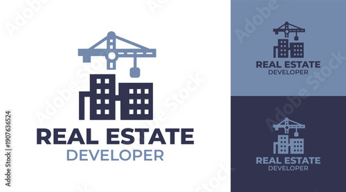 Real Estate Developer Logo Modern Minimalist Construction Identity