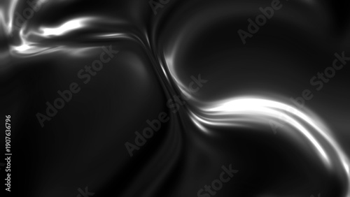 Принти на полотні Luxury black silk texture background with smooth glossy chrome waves and elegant