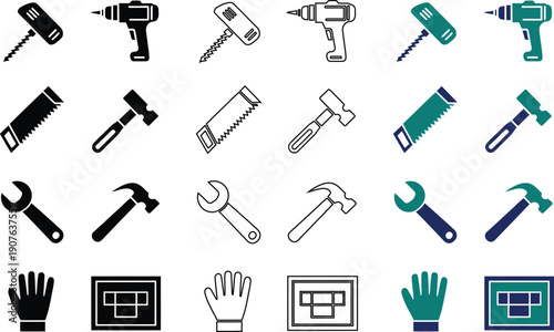 Assortment of DIY and home improvement tool in multiple styles and color schemes