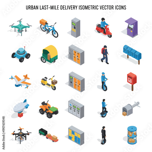 Urban Last Mile Delivery Isometric Icon