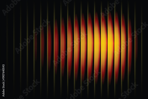 Abstract background with vertical glowing stripes orange and yellow light rays against a black background. Dynamic and futuristic digital design in a technological style