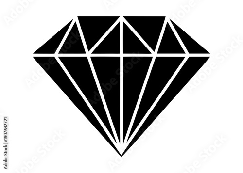 Simple elegant diamond silhouette design on transparent background for digital projects, diamond, silhouette, gemstone, jewel, crystal, mineral, precious, luxury, brilliant, sparkle, black, white back