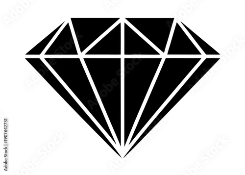 Simple elegant diamond silhouette design on transparent background for digital projects, diamond, silhouette, gemstone, jewel, crystal, mineral, precious, luxury, brilliant, sparkle, black, white back