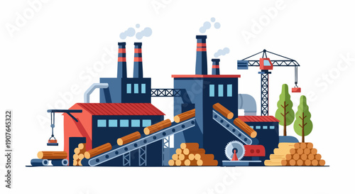 Industrial Lumber Mill Wood Processing Plant.