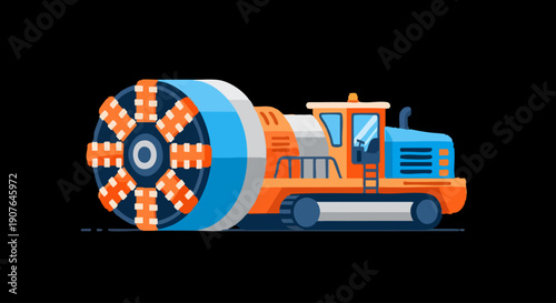 Orange and blue industrial pipe cleaning machine.